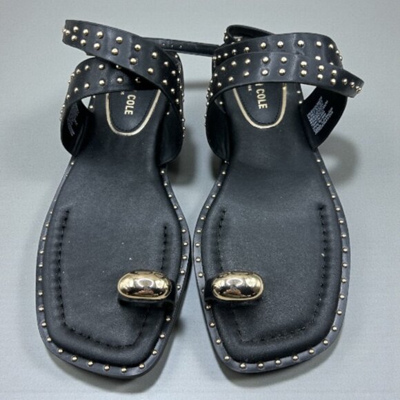 Kenneth Cole Ravenn Black Faux Leather Studded Sandal - Size 9 Med - Picture 9 of 14